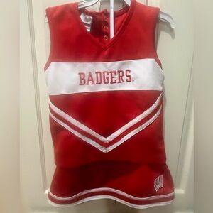 Kids Red and White University of Wisconsin Badgers Cheerleading Outfit